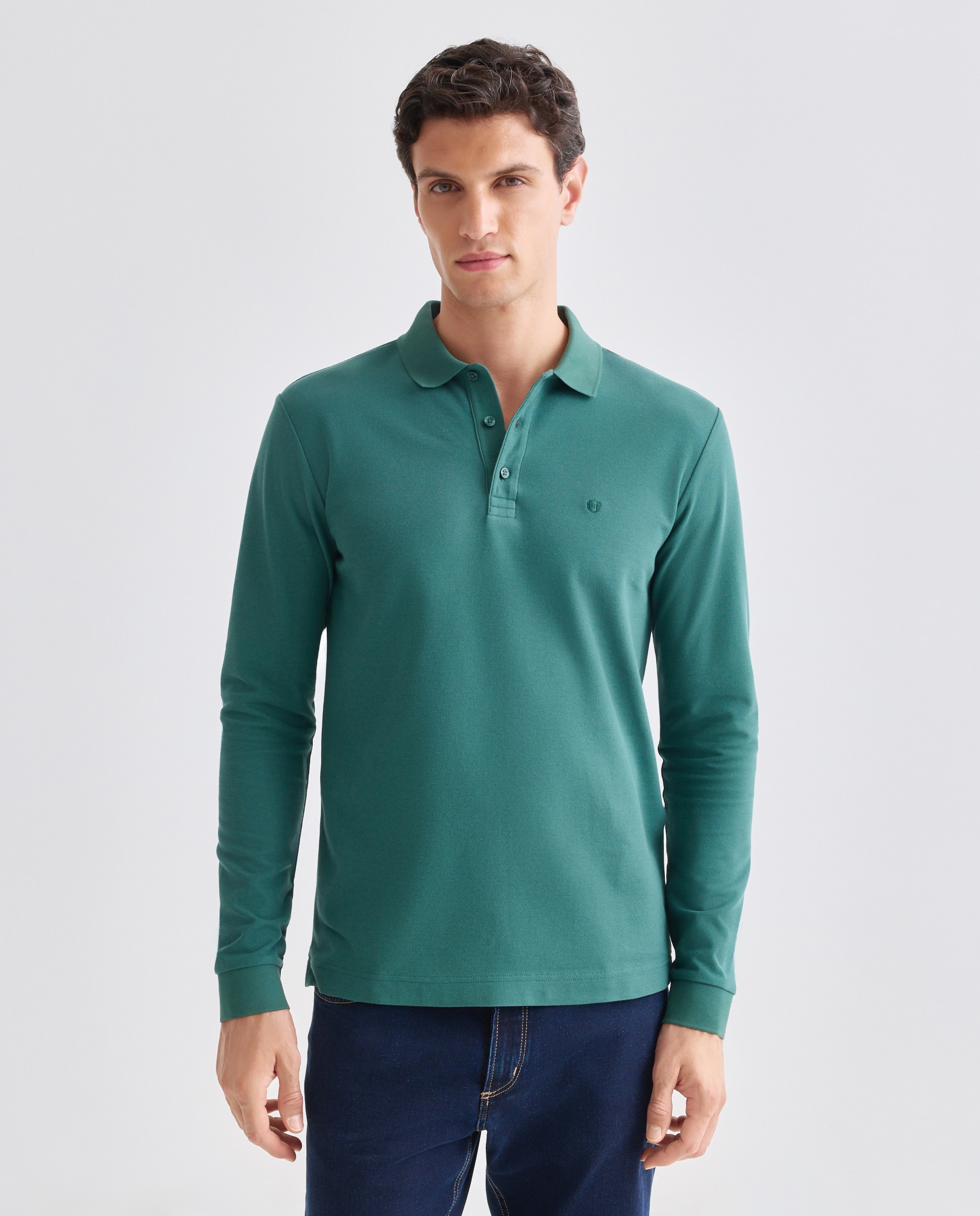 Polo de hombre manga larga - Rushmore - Verde Verde-1