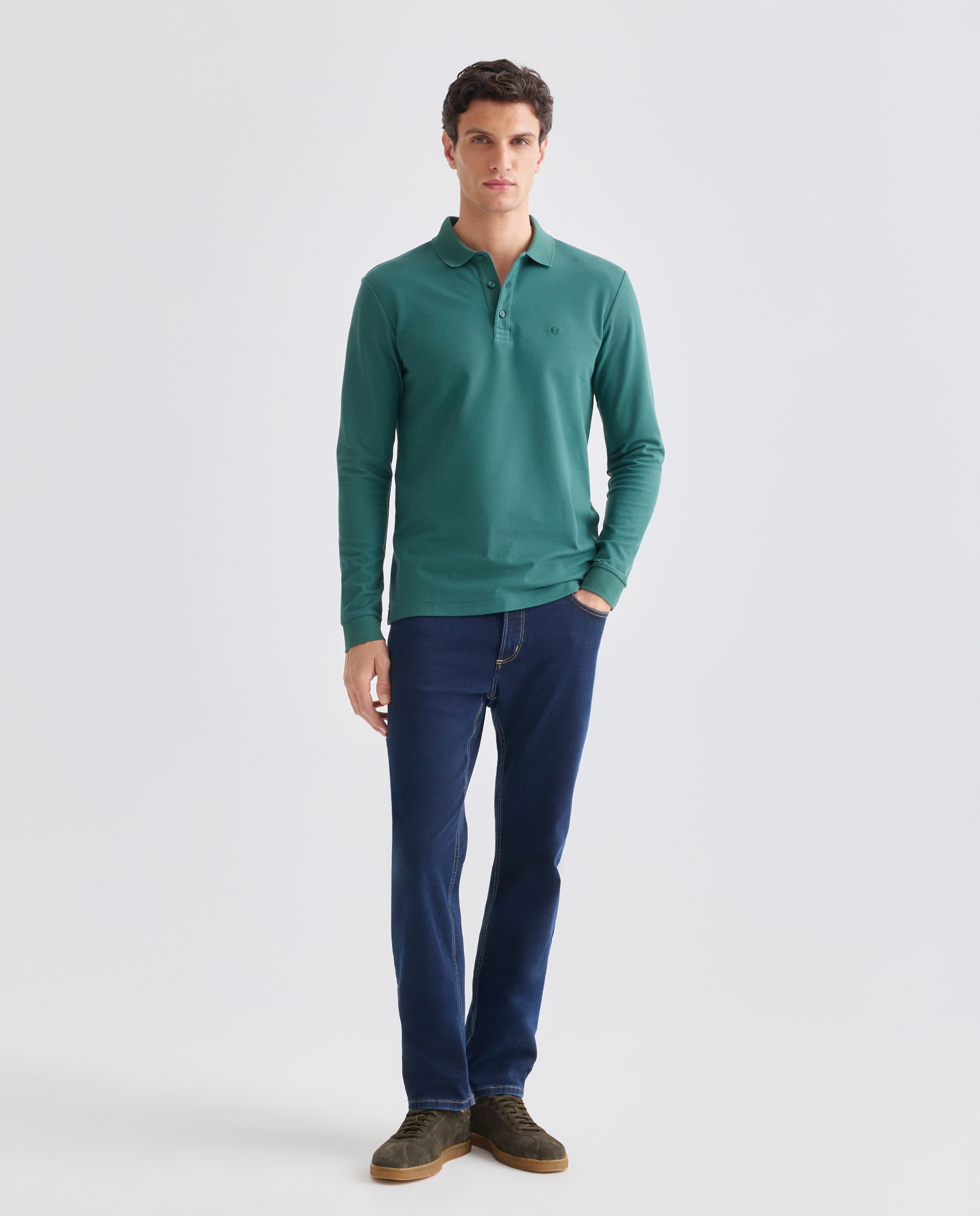 Polo de hombre manga larga - Rushmore - Verde Verde-2