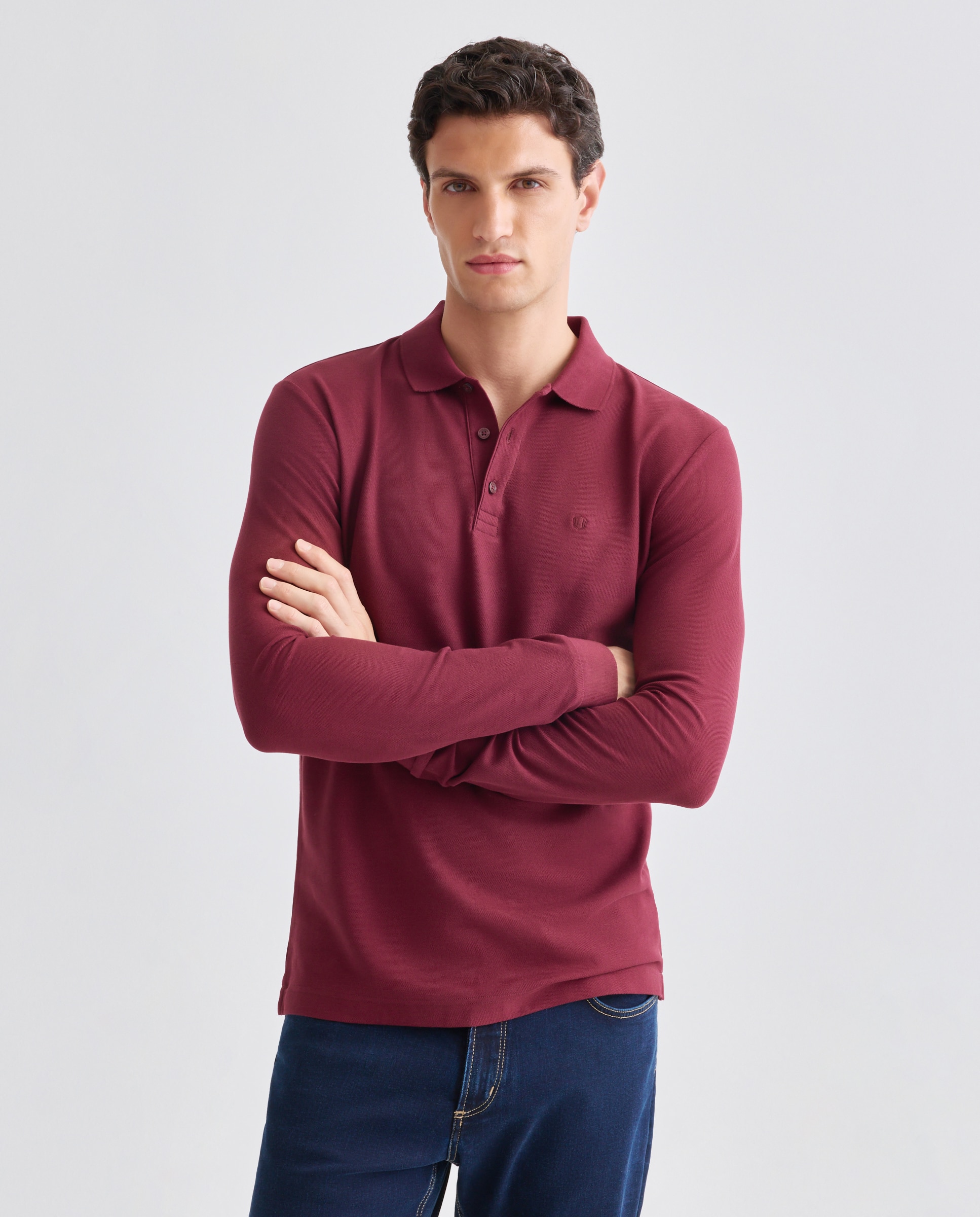 Polo de hombre manga larga - Rushmore - Burdeos Burdeos-1
