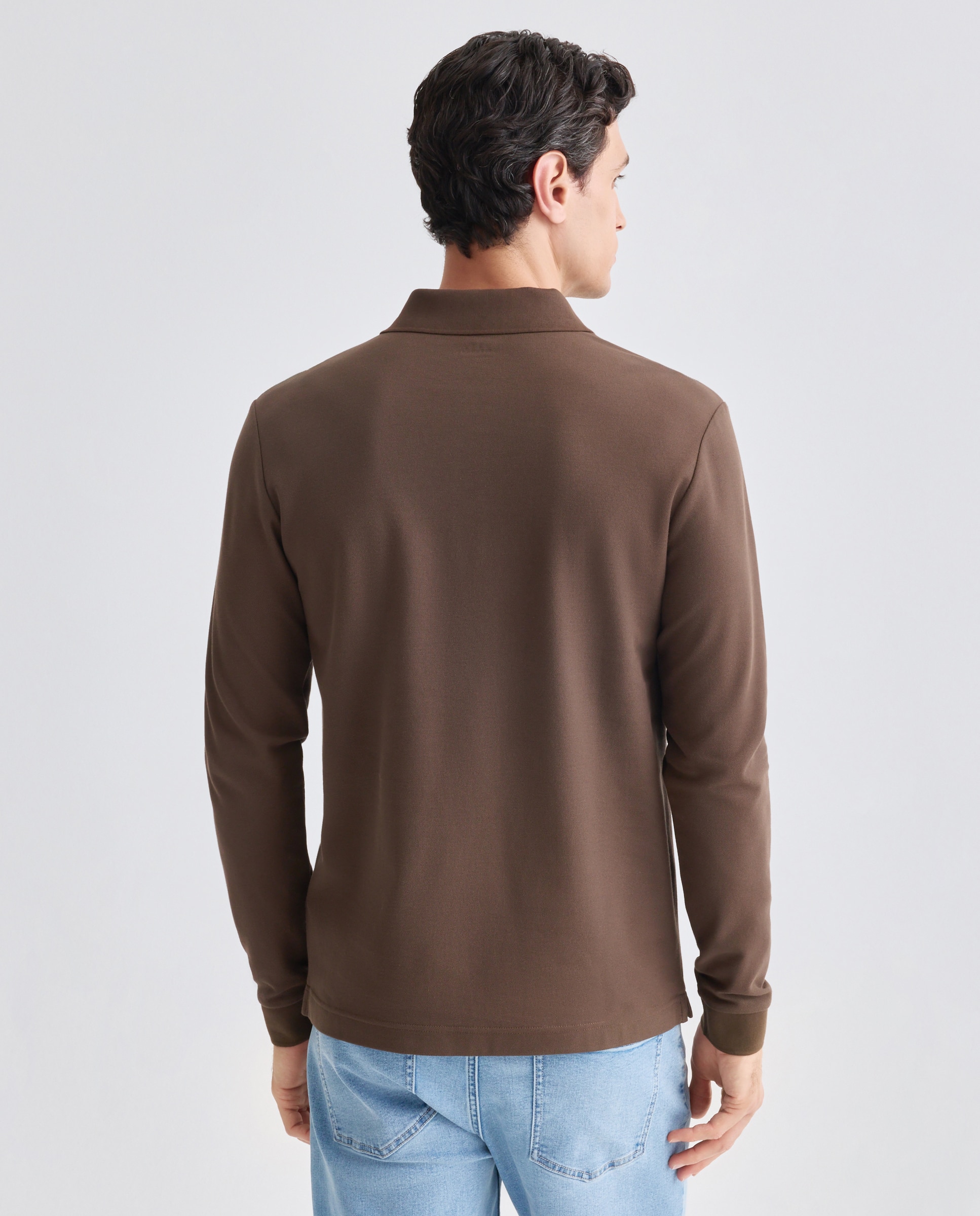 Polo de Manga Comprida Castanho-3