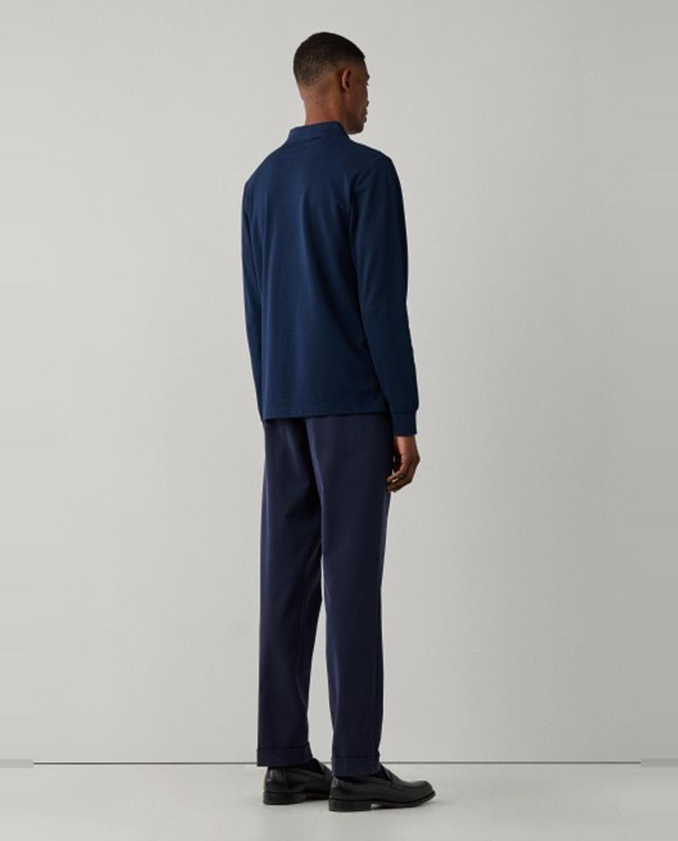 Polo de piqué de hombre de manga larga y logo bordado - Hackett London - Azul marino Azul marino-2