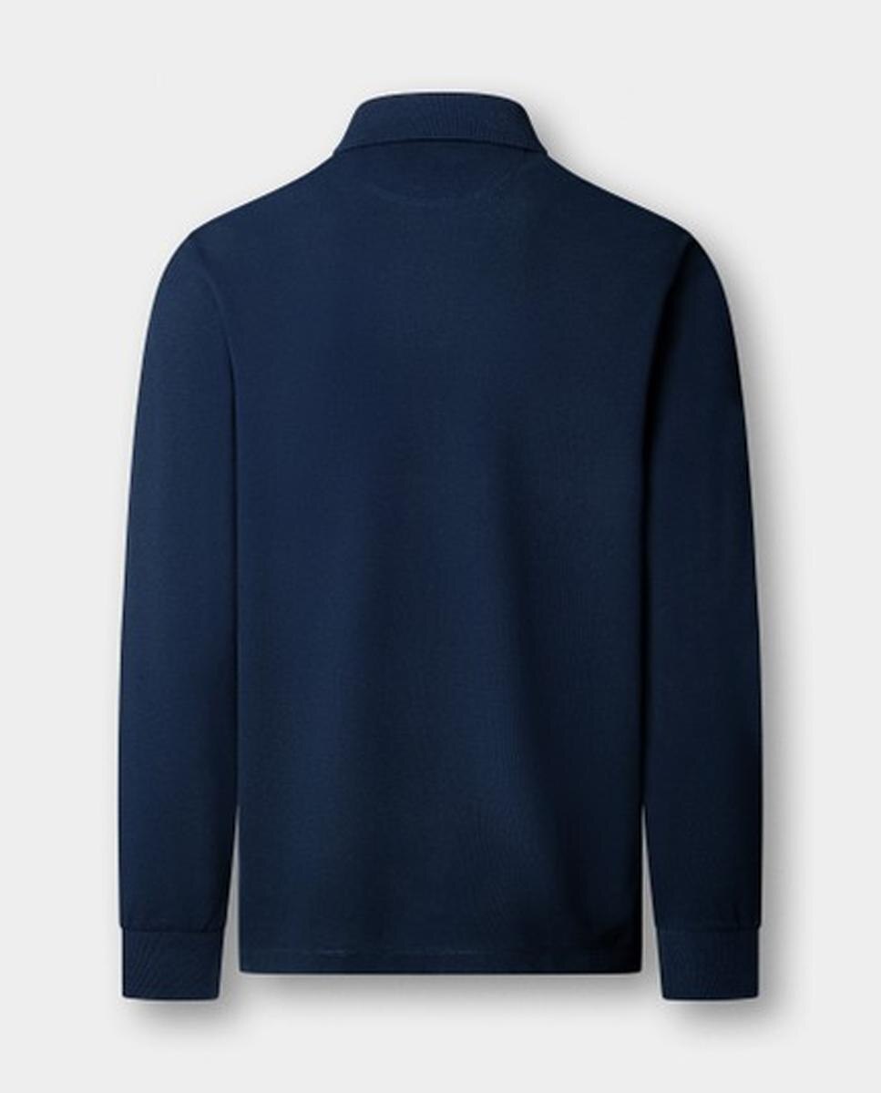 Polo de piqué de hombre de manga larga y logo bordado - Hackett London - Azul marino Azul marino-6
