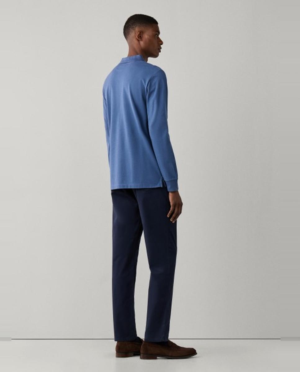 Polo de piqué de hombre de manga larga y logo bordado - Hackett London - Azul Azul-2