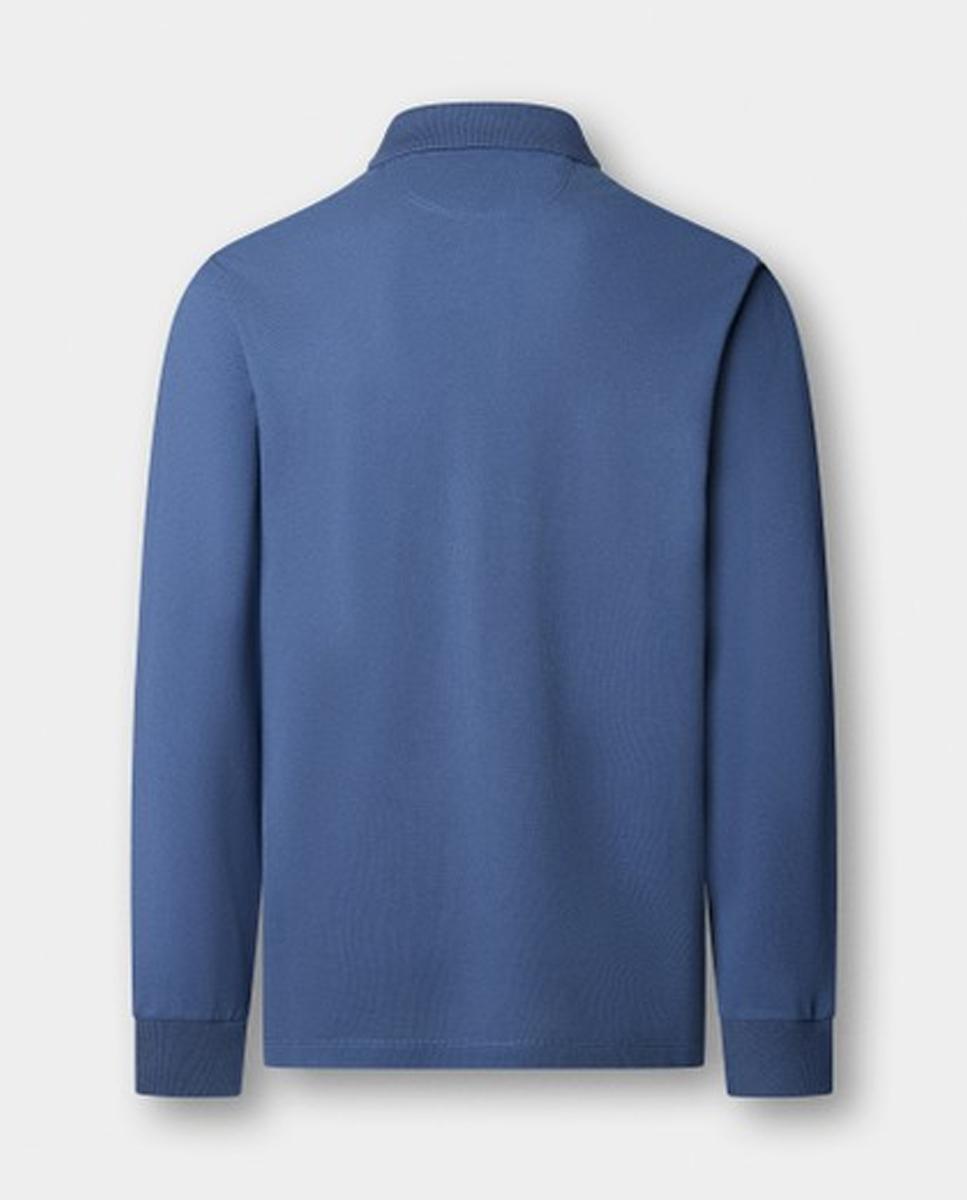 Polo de piqué de hombre de manga larga y logo bordado - Hackett London - Azul Azul-6