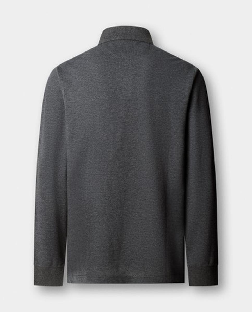 Polo de piqué de hombre de manga larga y logo bordado - Hackett London - Gris oscuro Gris oscuro-6