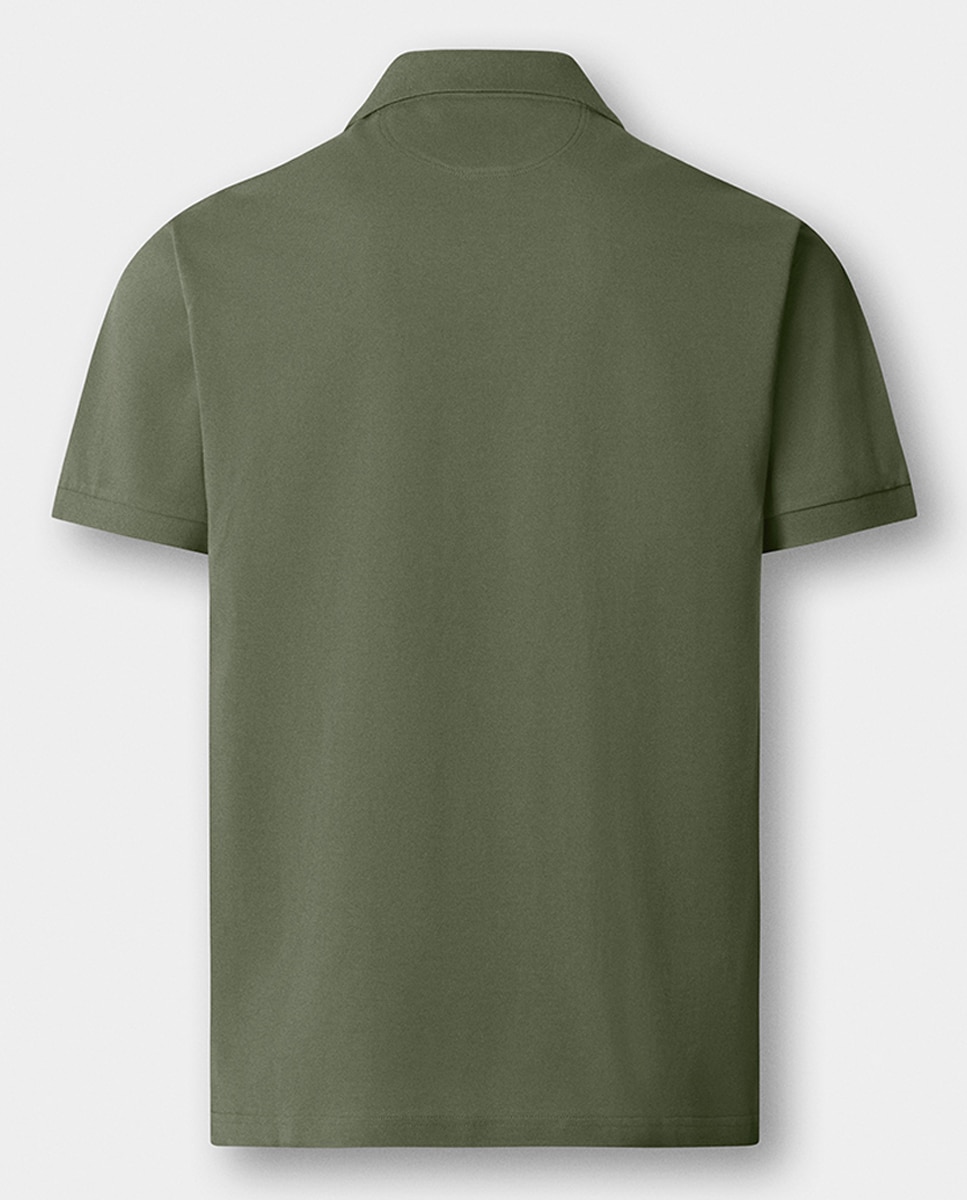 Polo Piqué Classic Fit com Manga Curta e Logótipo Verde-escuro-2