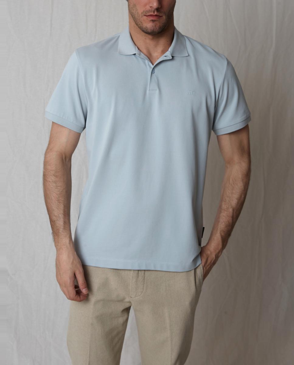 Polo de Verão com Manga Curta Azul-claro-4
