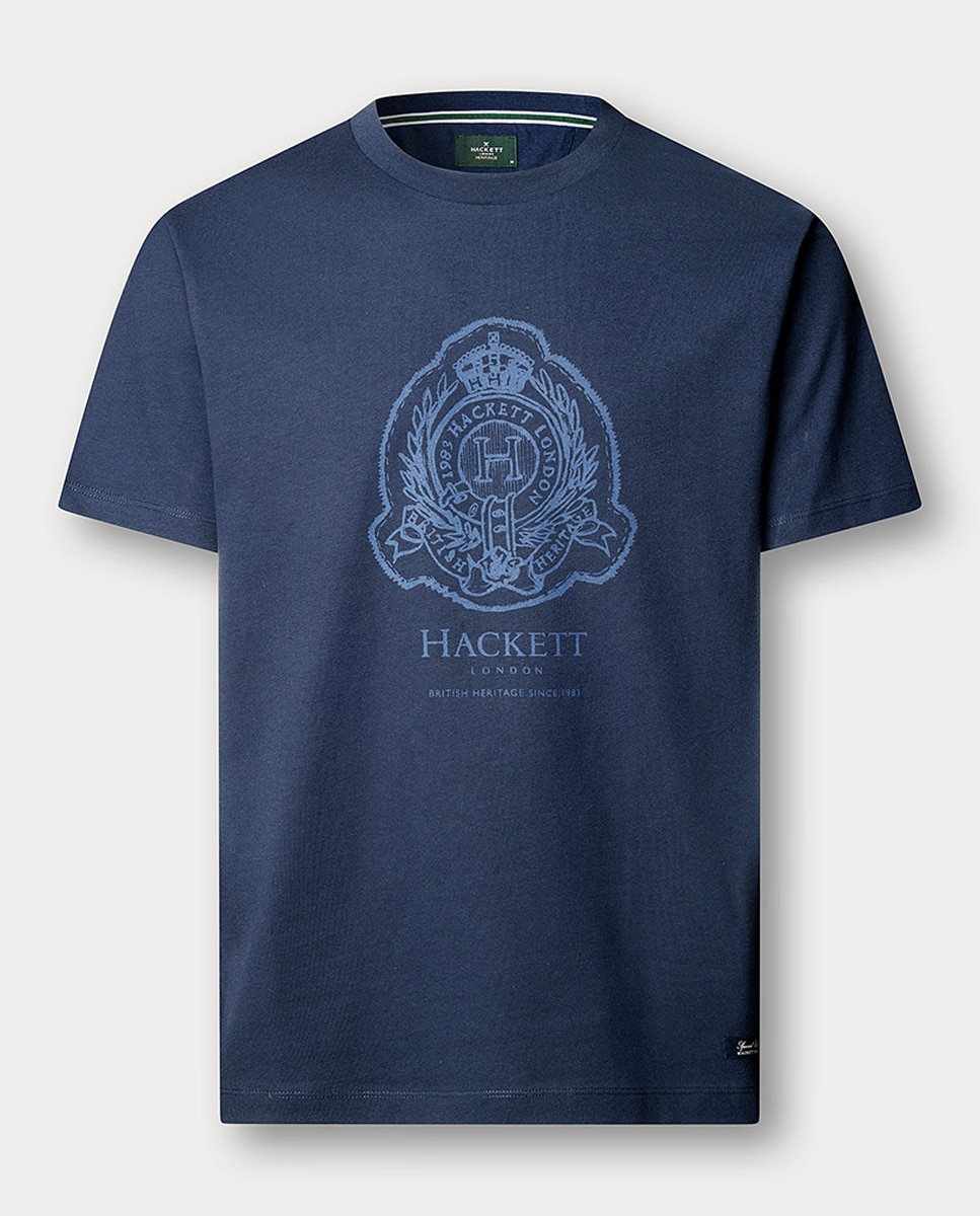 T-shirt de Manga Curta com Logótipo no Peito Azul-1