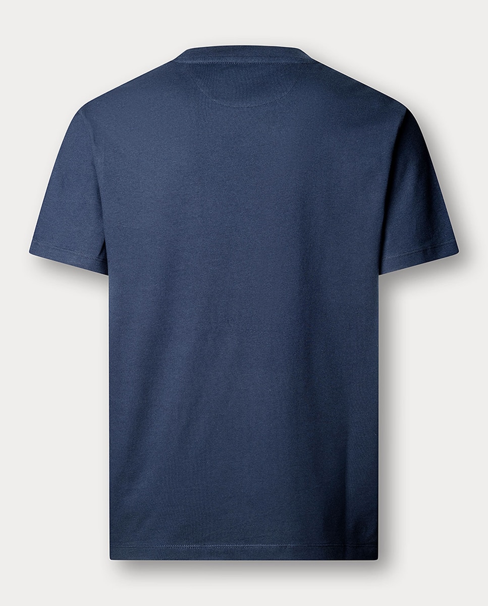 T-shirt de Manga Curta com Logótipo no Peito Azul-2