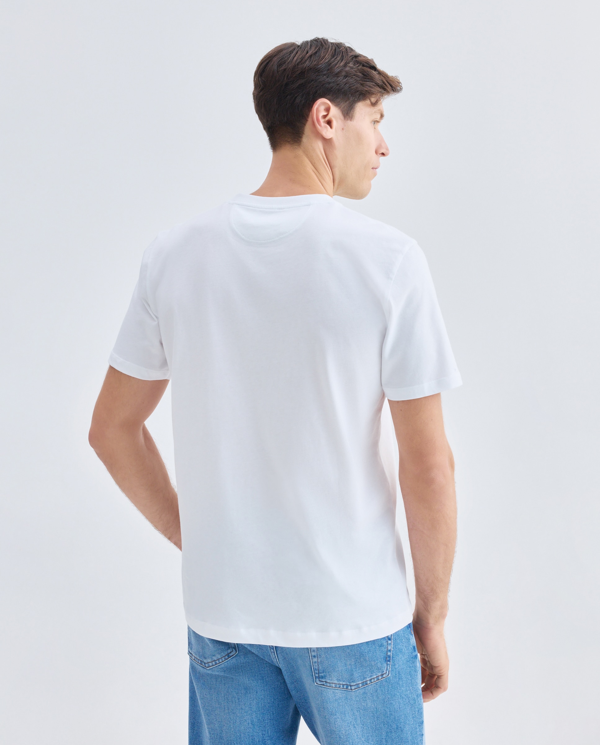 T-shirt de Manga Curta com Estampado de Bandeiras Branco-3