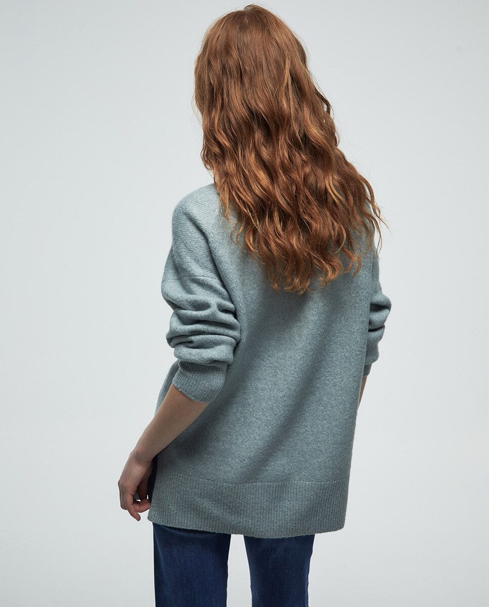 Camisola de Malha Soft com Meia Gola Verde-claro-2