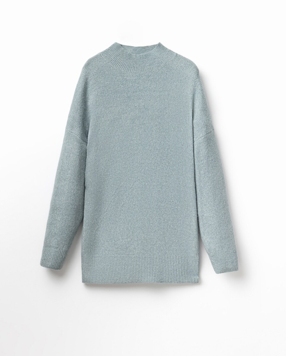 Camisola de Malha Soft com Meia Gola Verde-claro-3