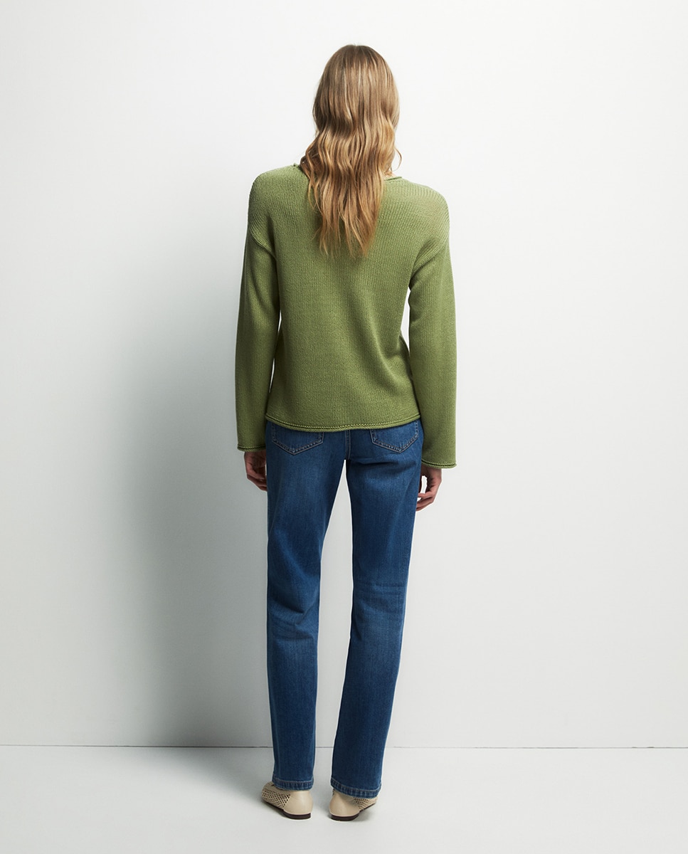 Camisola de Malha com Fitas Verde-4