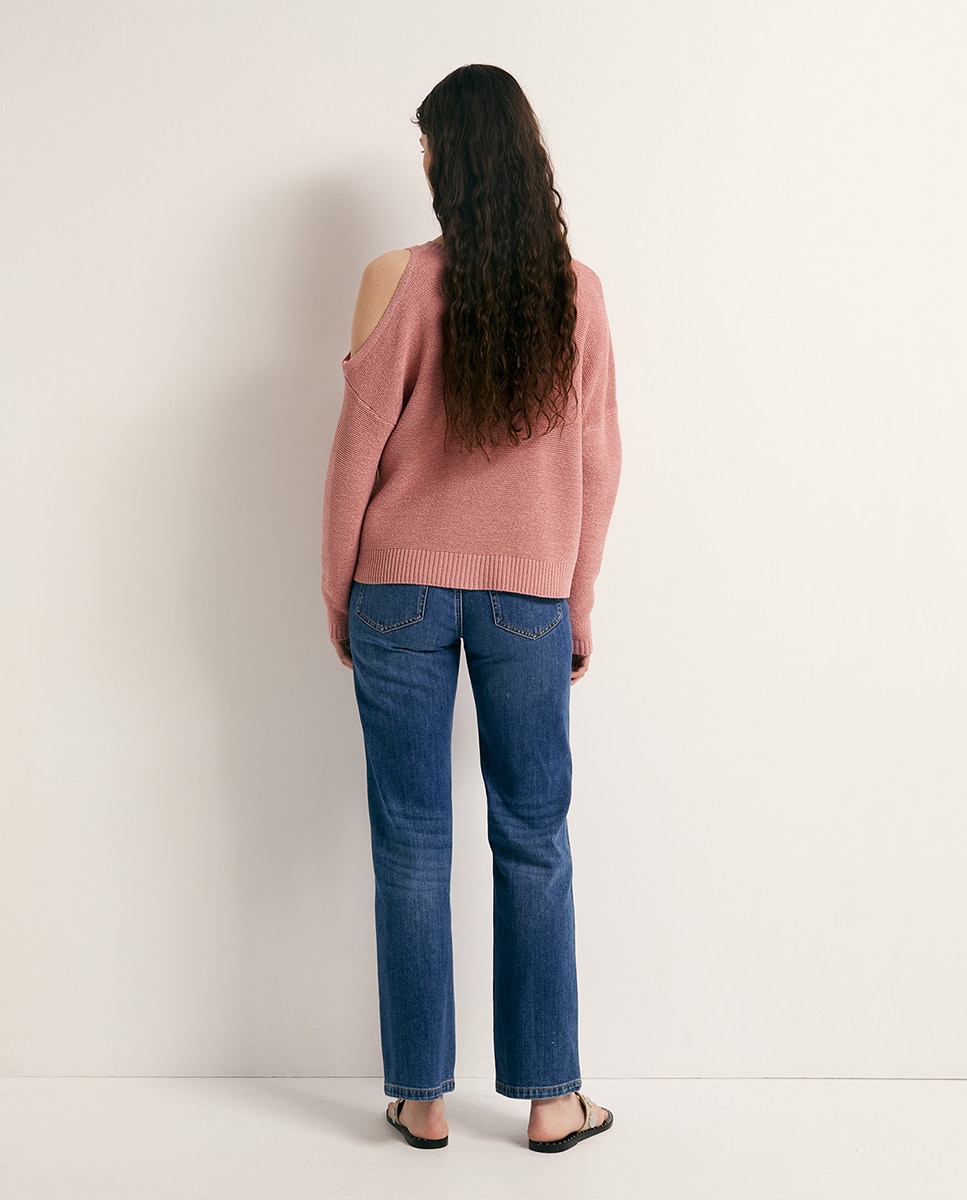 Camisola de malha cut out Rosa-claro-4