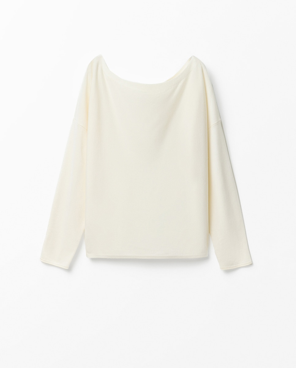 Jersey escote asimétrico - Sfera - Blanco roto Blanco roto-5