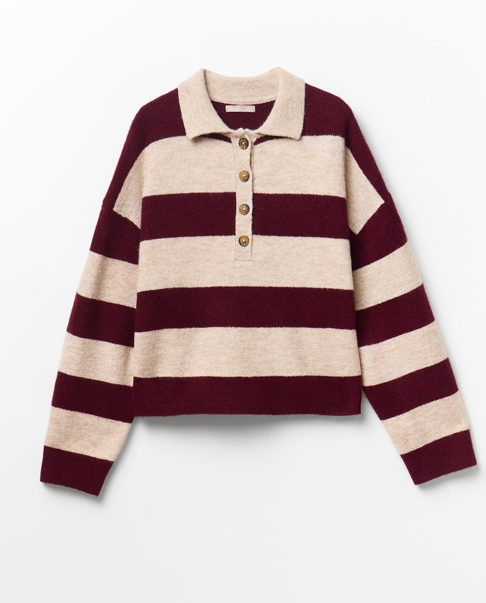 Polo de Malha às Riscas Bordeaux-5