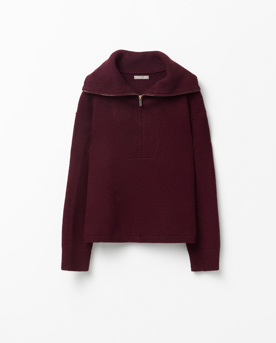 Polo de Malha com Fecho de Correr Bordeaux-5
