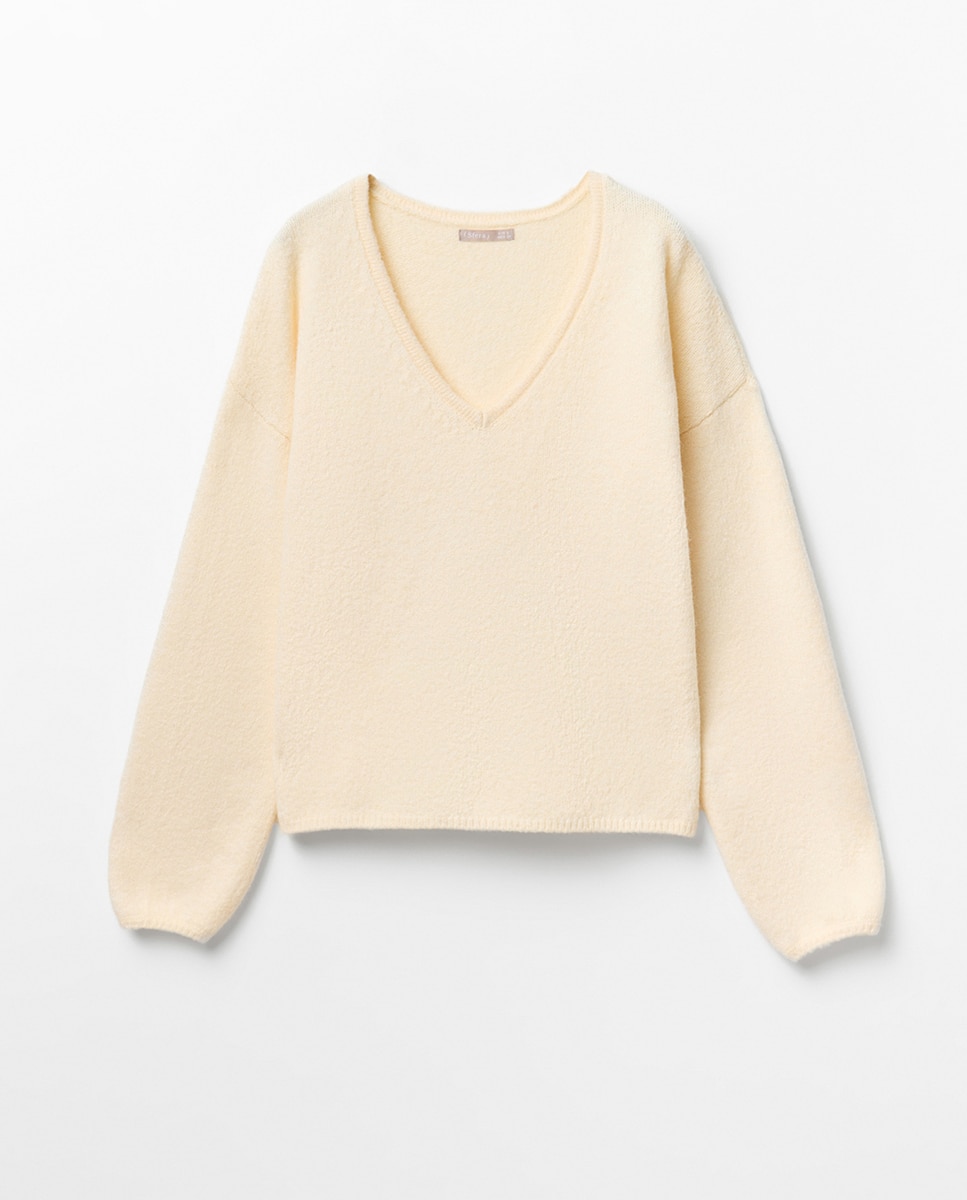 Jersey punto soft cuello pico - Sfera - 120 Crudo 120 Crudo-5