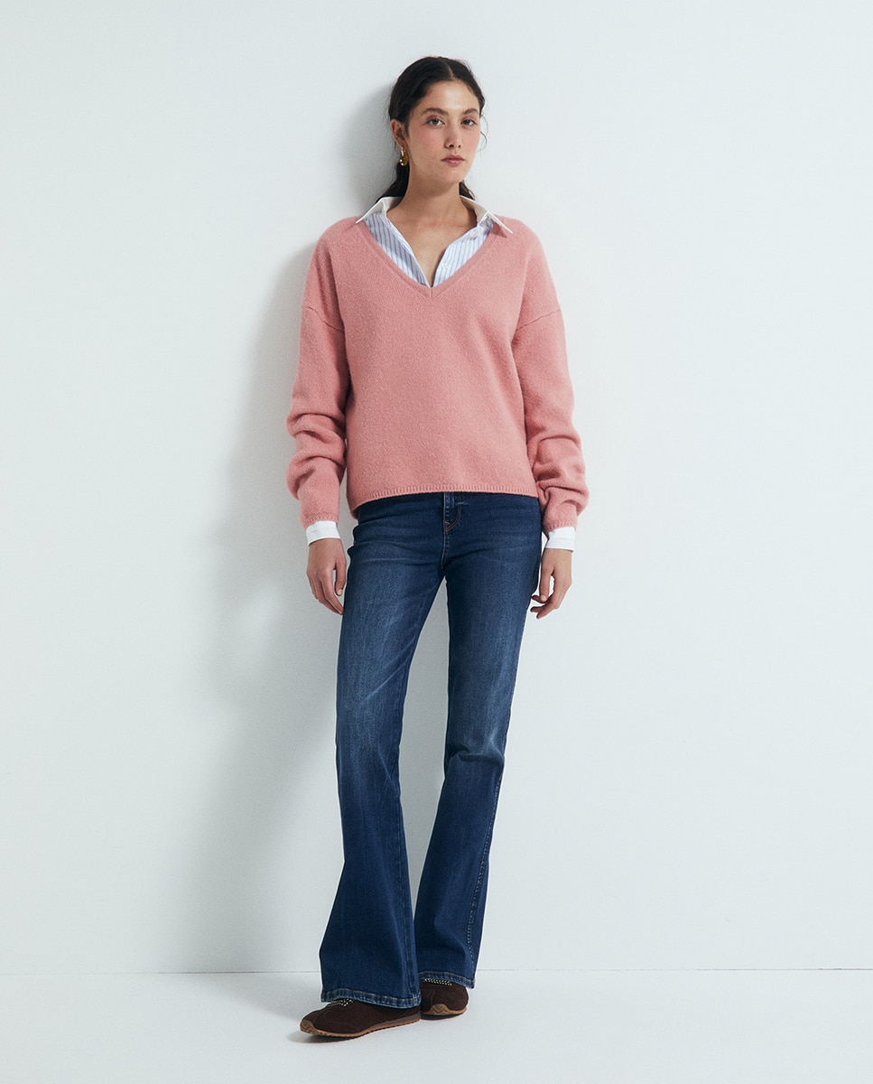 Jersey punto soft cuello pico - Sfera - 200 Rosa 200 Rosa-2