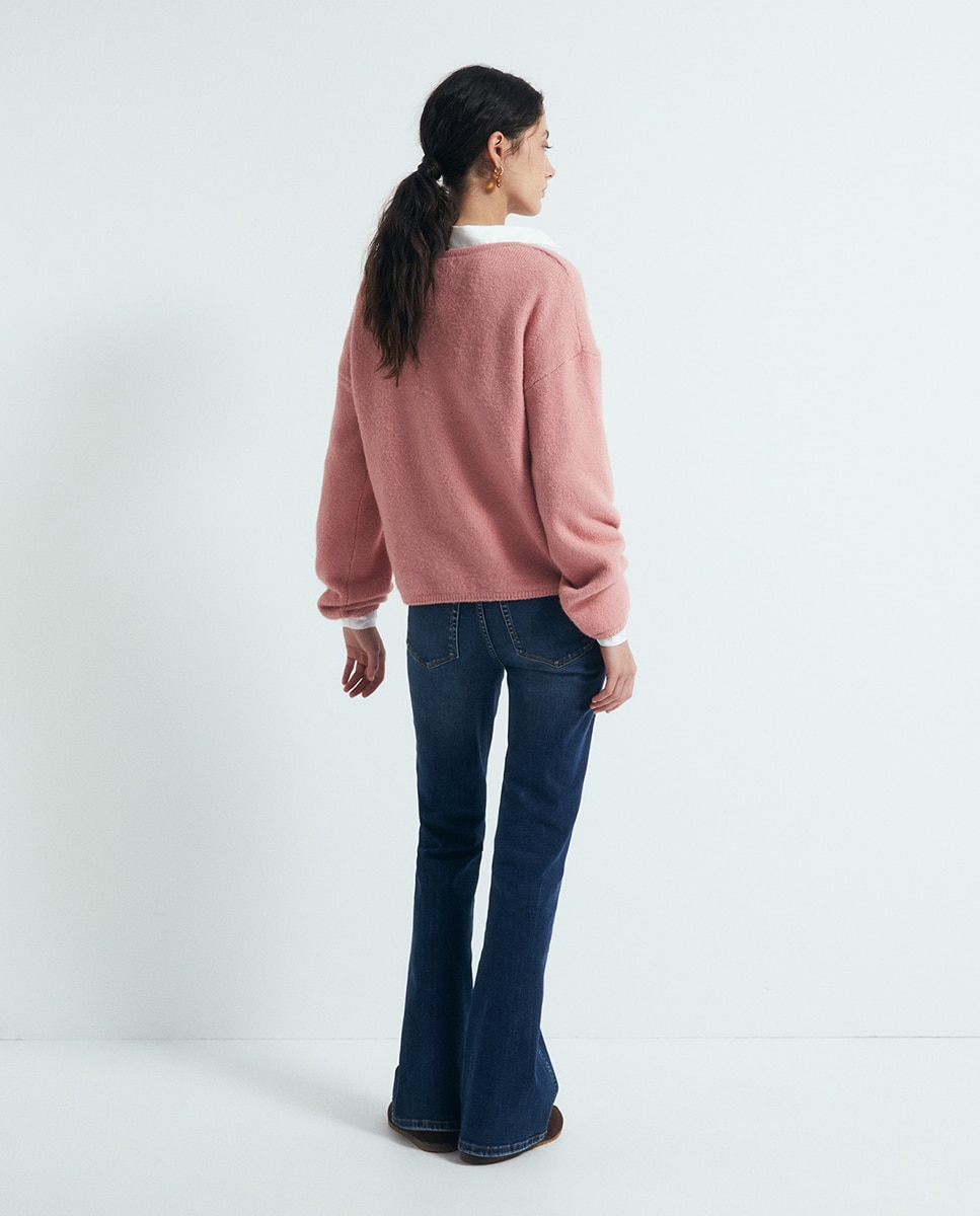 Jersey punto soft cuello pico - Sfera - 200 Rosa 200 Rosa-4