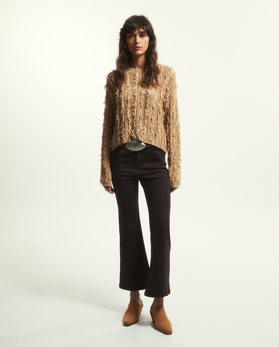 Camisola de Malha com Fita Bege-2