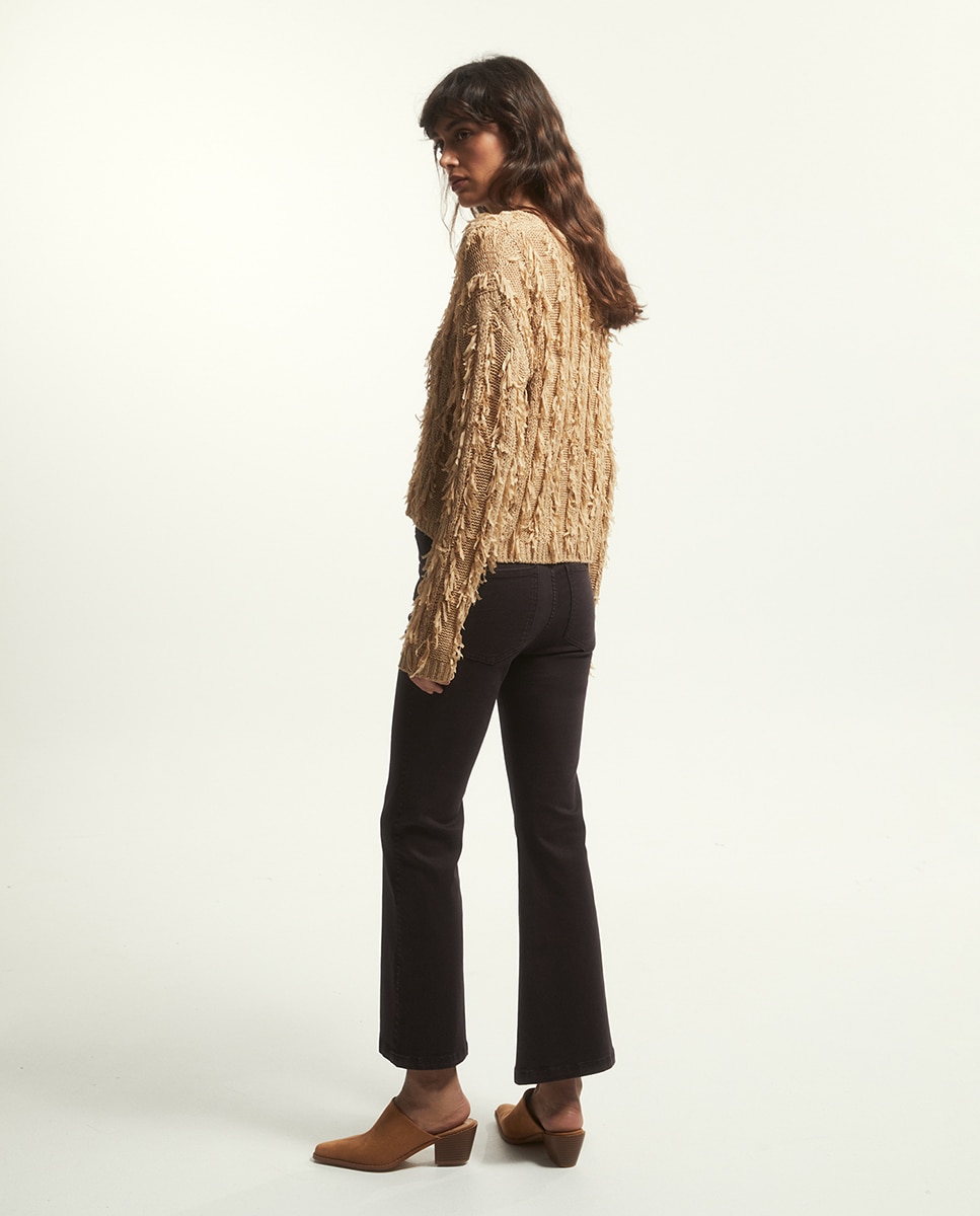 Camisola de Malha com Fita Bege-3