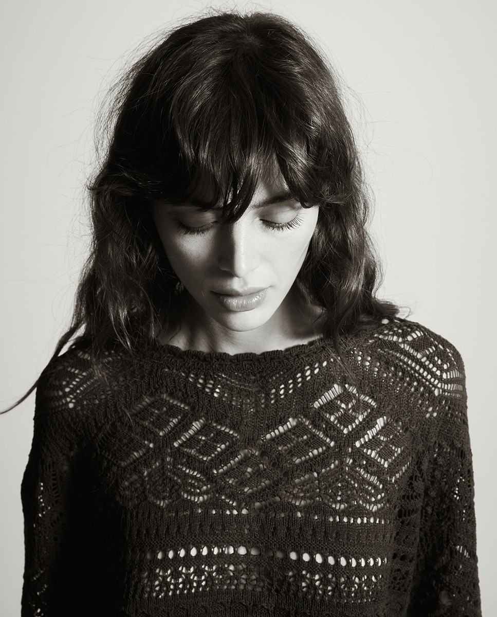 Camisola de malha rendilhada Telha-3