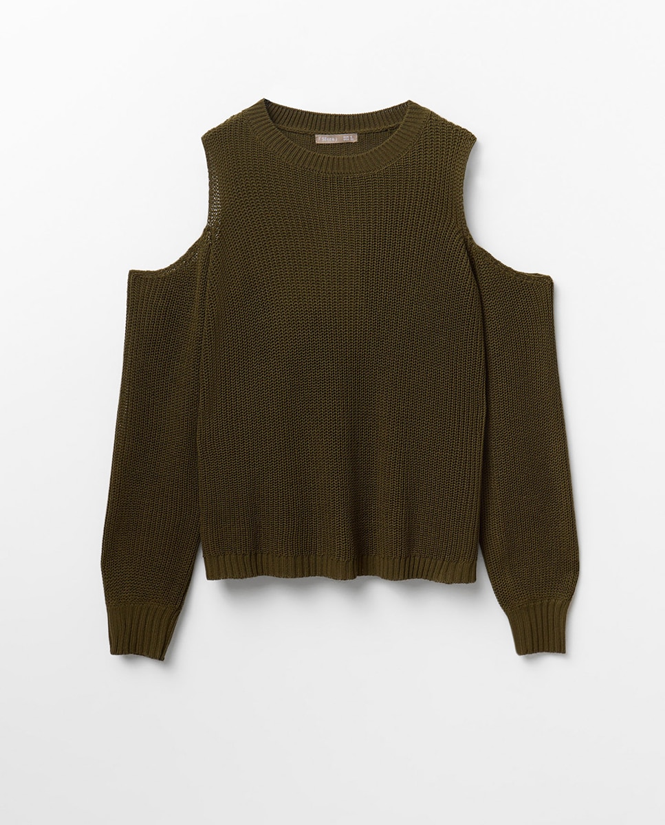 Camisola de malha cut out 580 Musgo-6