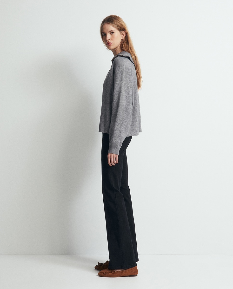 Camisola de Malha de Conjunto com Fecho de Correr 820 Cinzento Médio-4