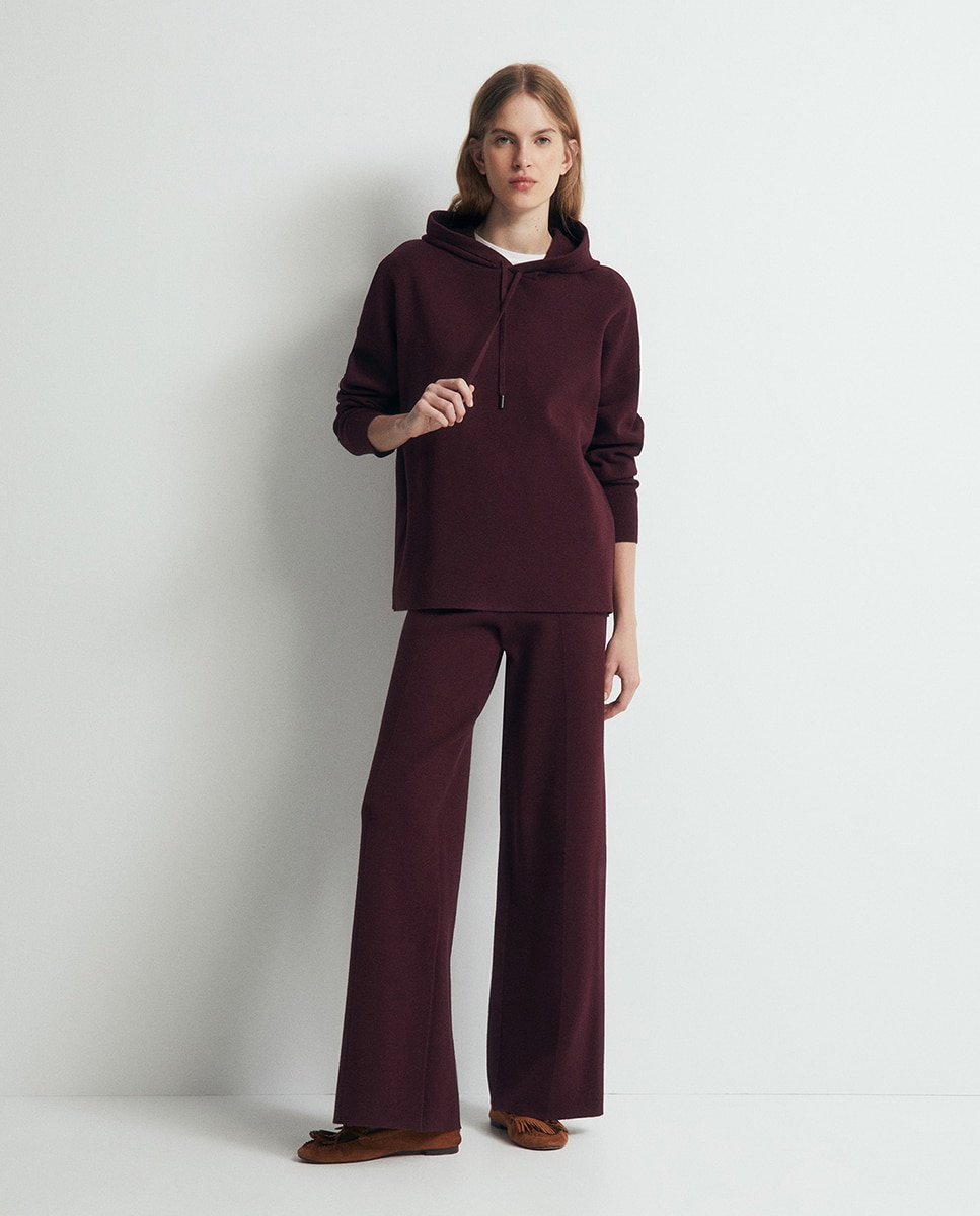 Camisola de Malha de Conjunto com Capuz Bordeaux-2