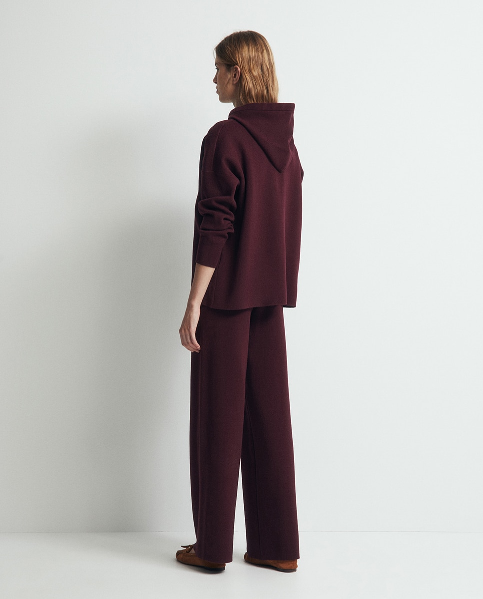 Camisola de Malha de Conjunto com Capuz Bordeaux-4
