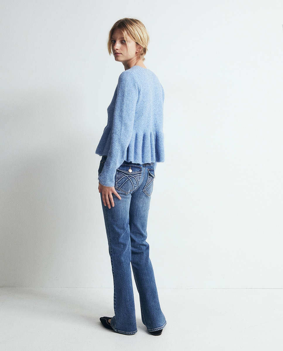 Casaco de Malha com Peplum 400 Azul-4