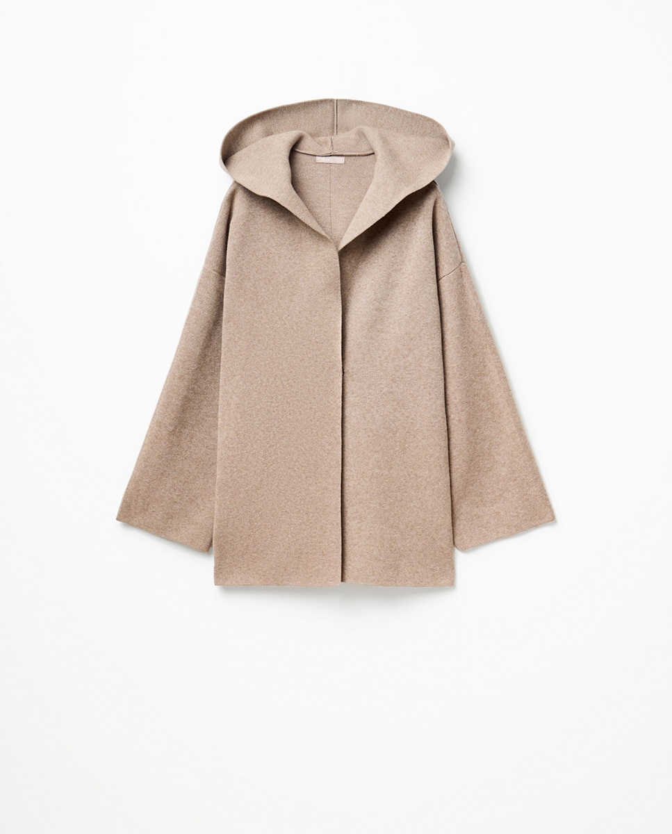 Casaco com Capuz Oversize Vison Claro-5