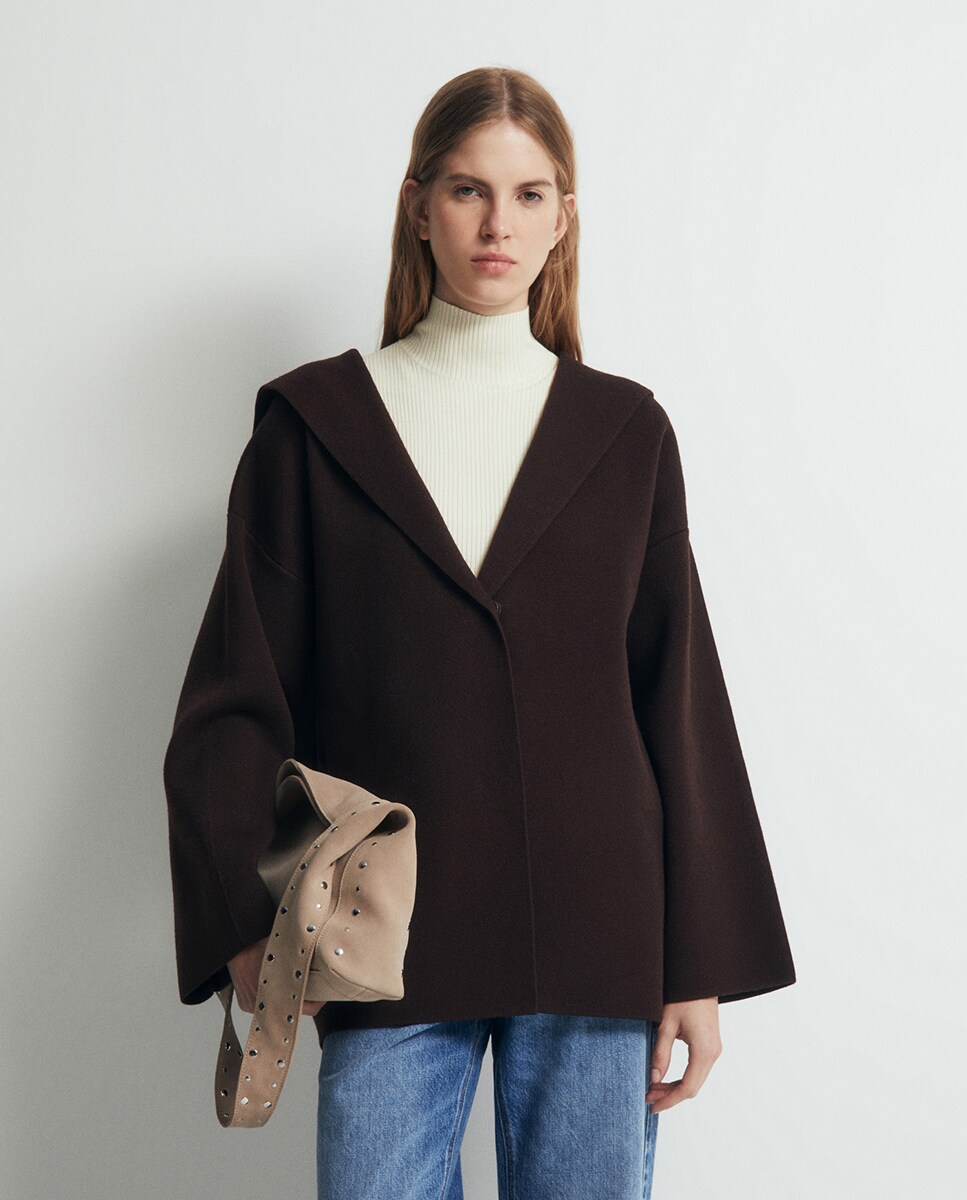 Imagen 1 de Chaqueta capucha oversize Marrón