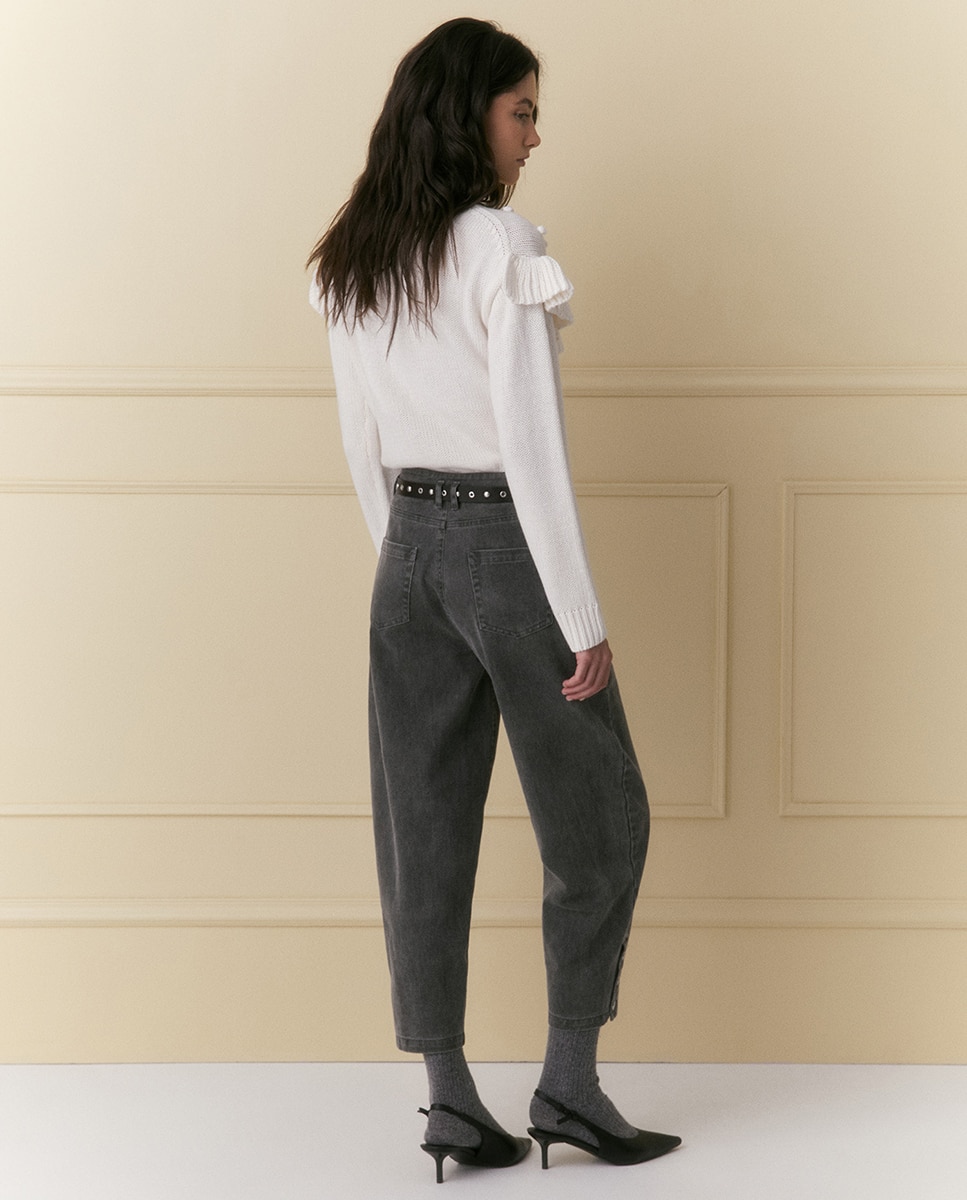 Camisola de Malha com Peitilho com Bordados 120 Cru-6