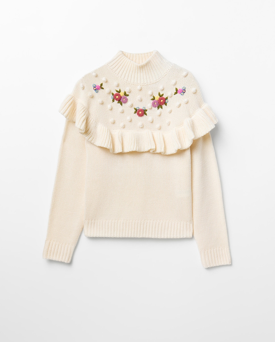 Camisola de Malha com Peitilho com Bordados 120 Cru-7