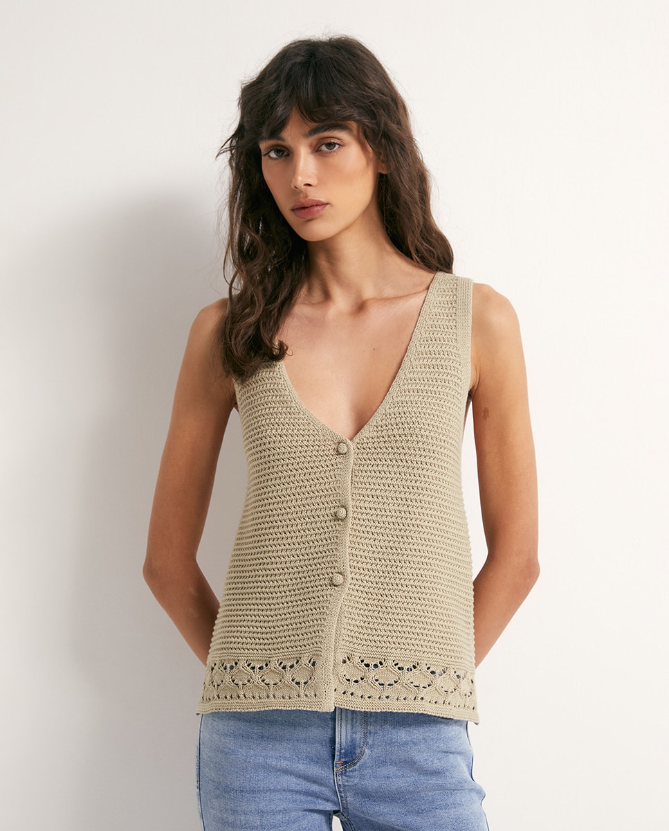 Imagem 0 de Colete Rendilhado com Botões