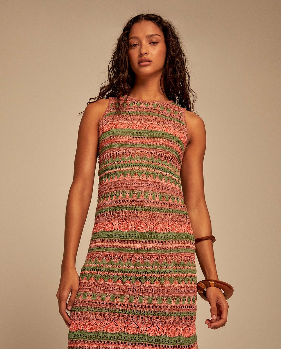 Vestido Comprido de Malha Multicolor-2