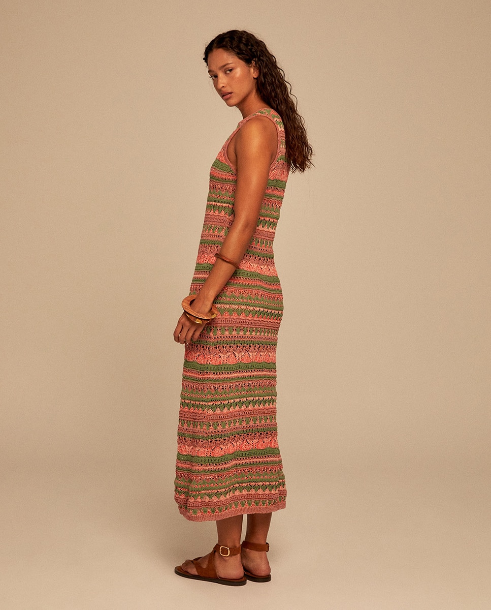 Vestido Comprido de Malha Multicolor-5