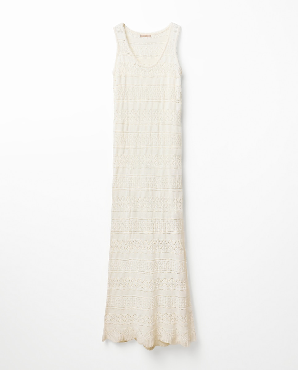 Vestido midi de malha Branco-7