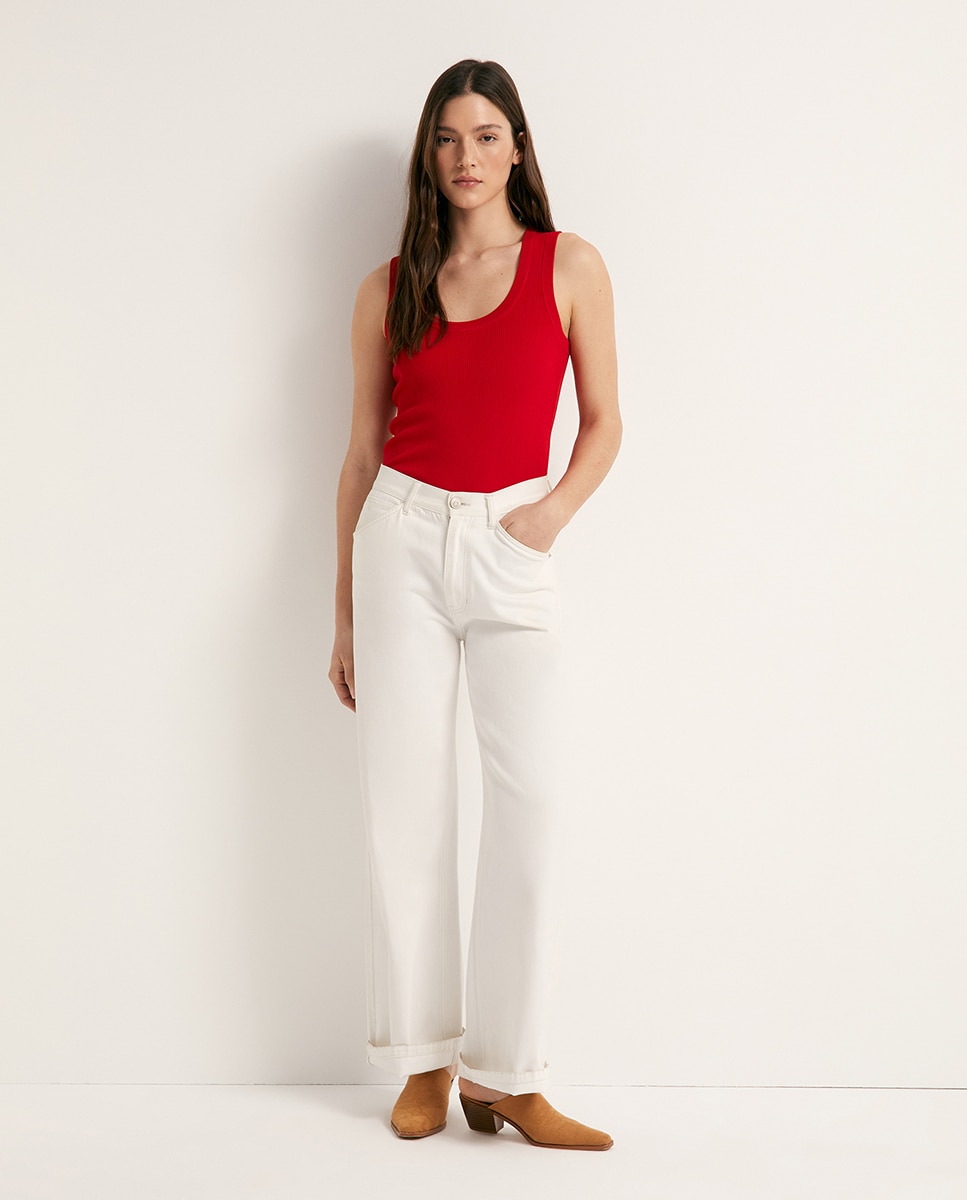 Top de Malha Canelada Vermelho-2