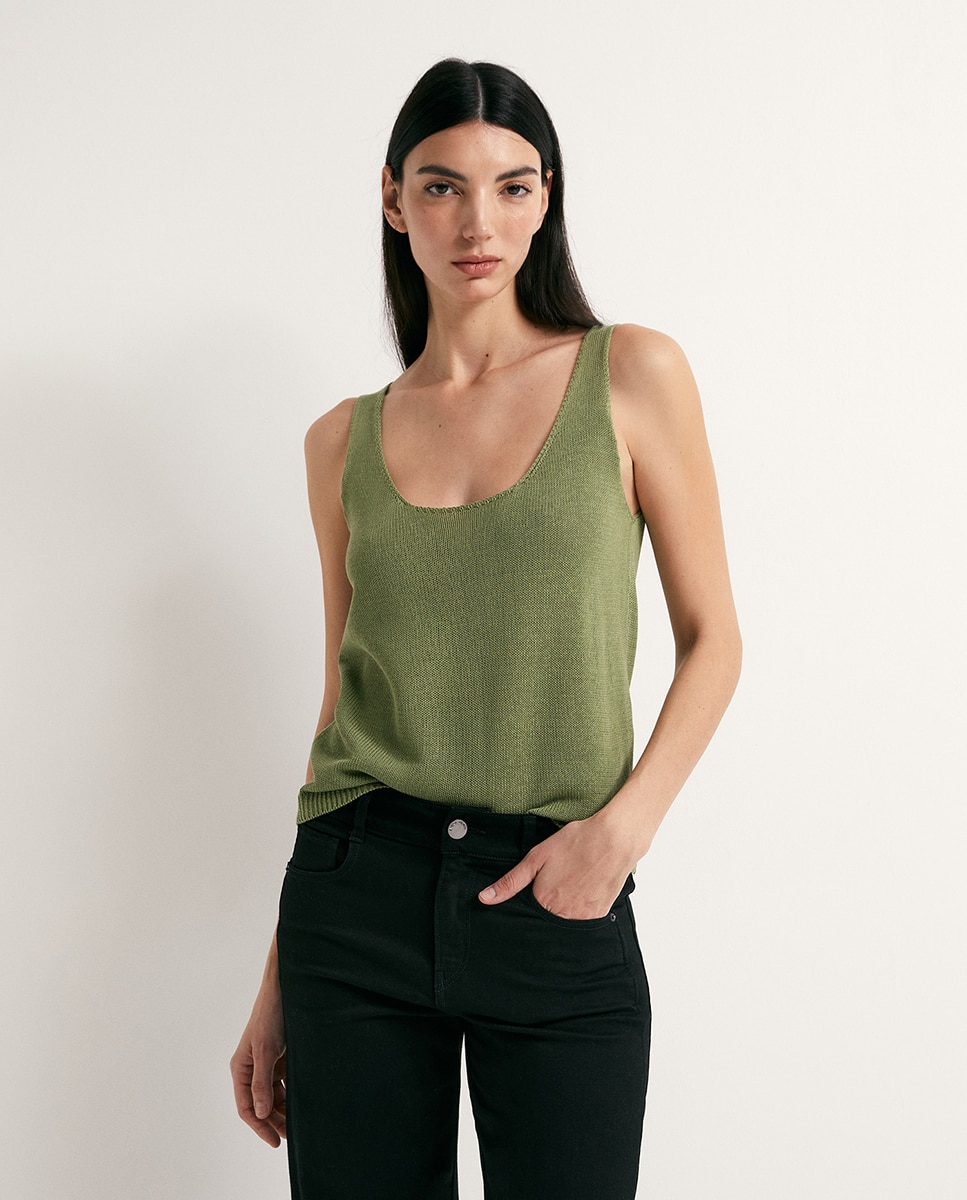 Top de Malha Verde Azeitona-1
