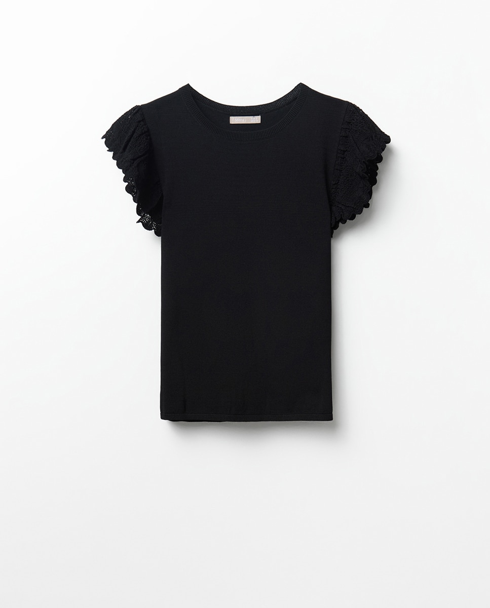 Top com Folho Pointelle Preto-6