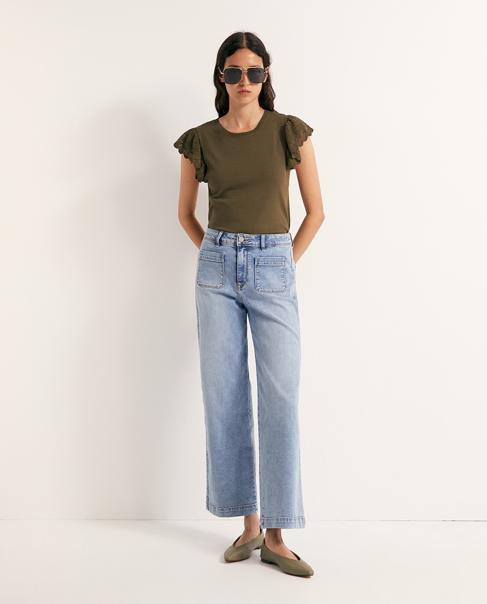 Top com Folho Pointelle 580 Musgo-2