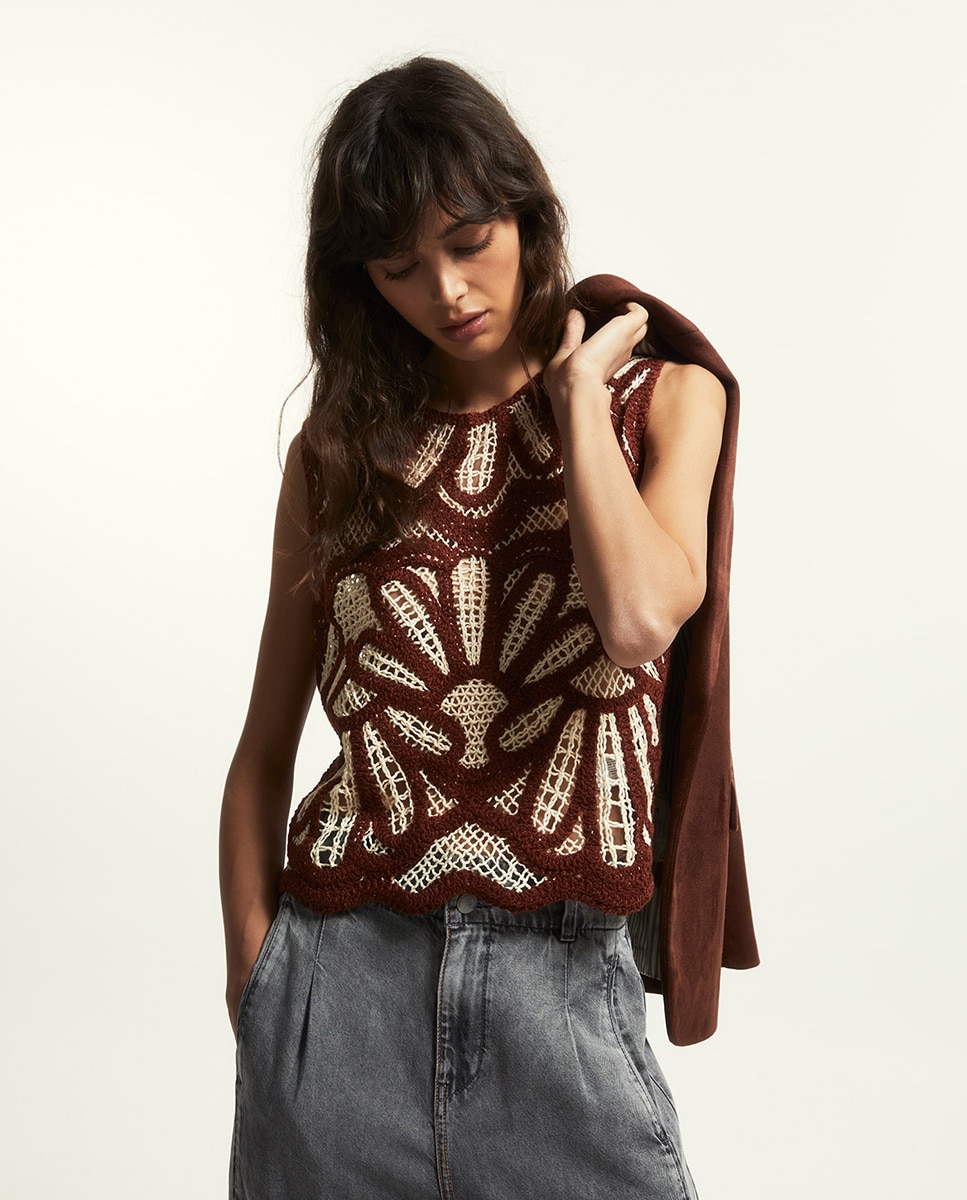 Imagem 0 de Top Bordado Bicolor