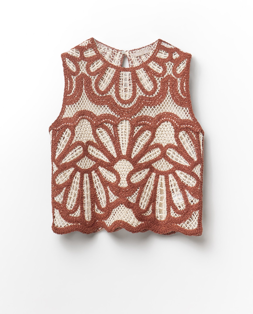 Top Bordado Bicolor Grená-6