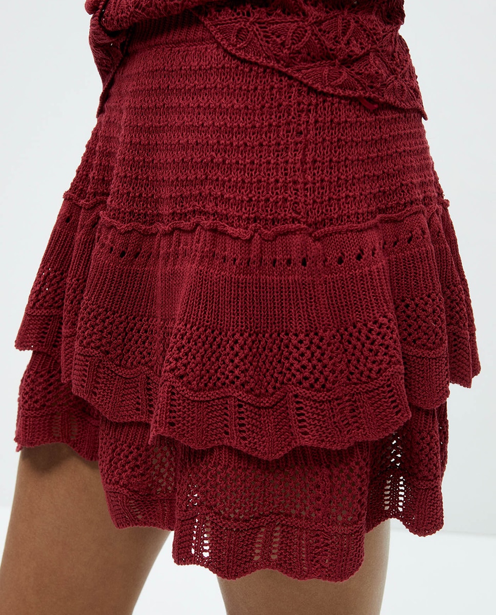 Minissaia de Crochet Vermelho-3