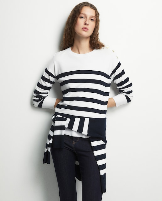 Imagem 0 de Camisola de malha às riscas com botões