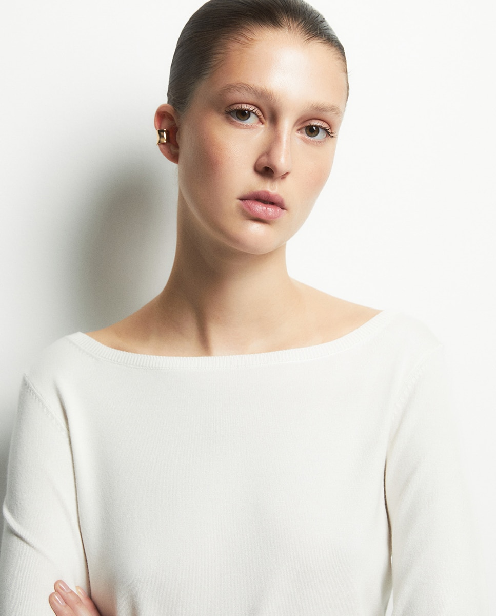 Camisola de malha Branco-3