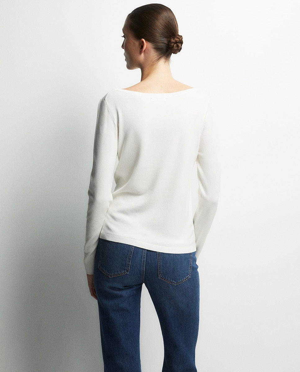 Camisola de malha Branco-4